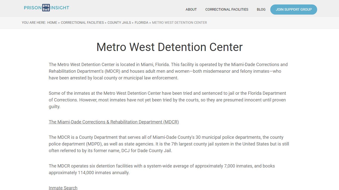Metro West Detention Center - Prison Insight